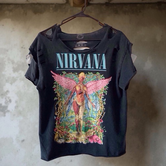Nirvana Tee - M/L - Grunge Revival Piece Handmade Distressed - Picture 6 of 8